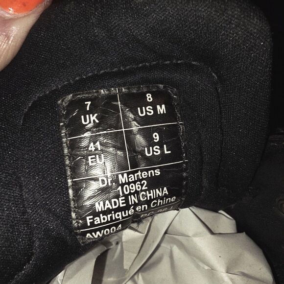 DR. MARTENS AIR WAIR Y2K 10962 Sz 8M 9W Chunky Black Combat Biker Midi Boots - Picture 7 of 16